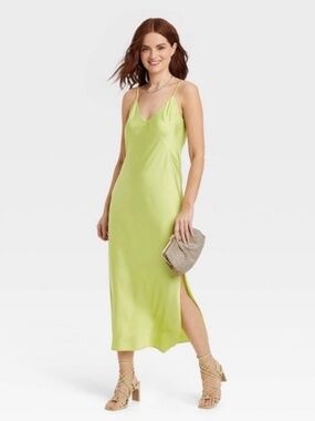 a new day lime midi slip dress